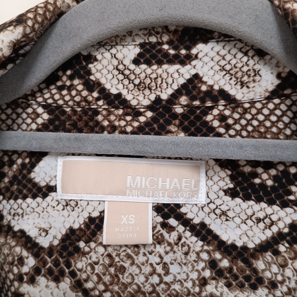 Micheal Kors Sheer Snake Skin Zip-Up Shirt - Picture 3 of 9